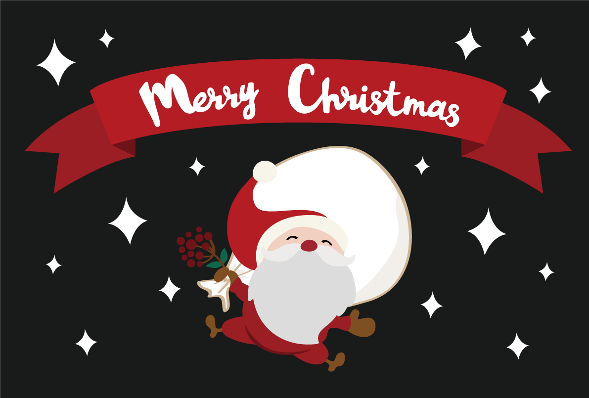 ウキウキなサンタクロース かわいいクリスマスイラスト無料 フリー86883に写真・文字を入れる