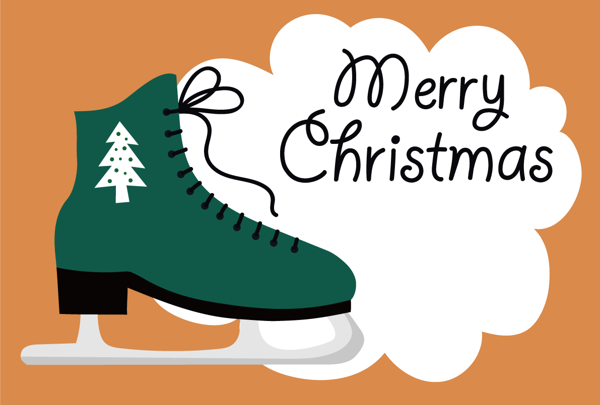 おしゃれなスケートシューズ おしゃれクリスマスイラスト無料 フリー86886に写真・文字を入れる