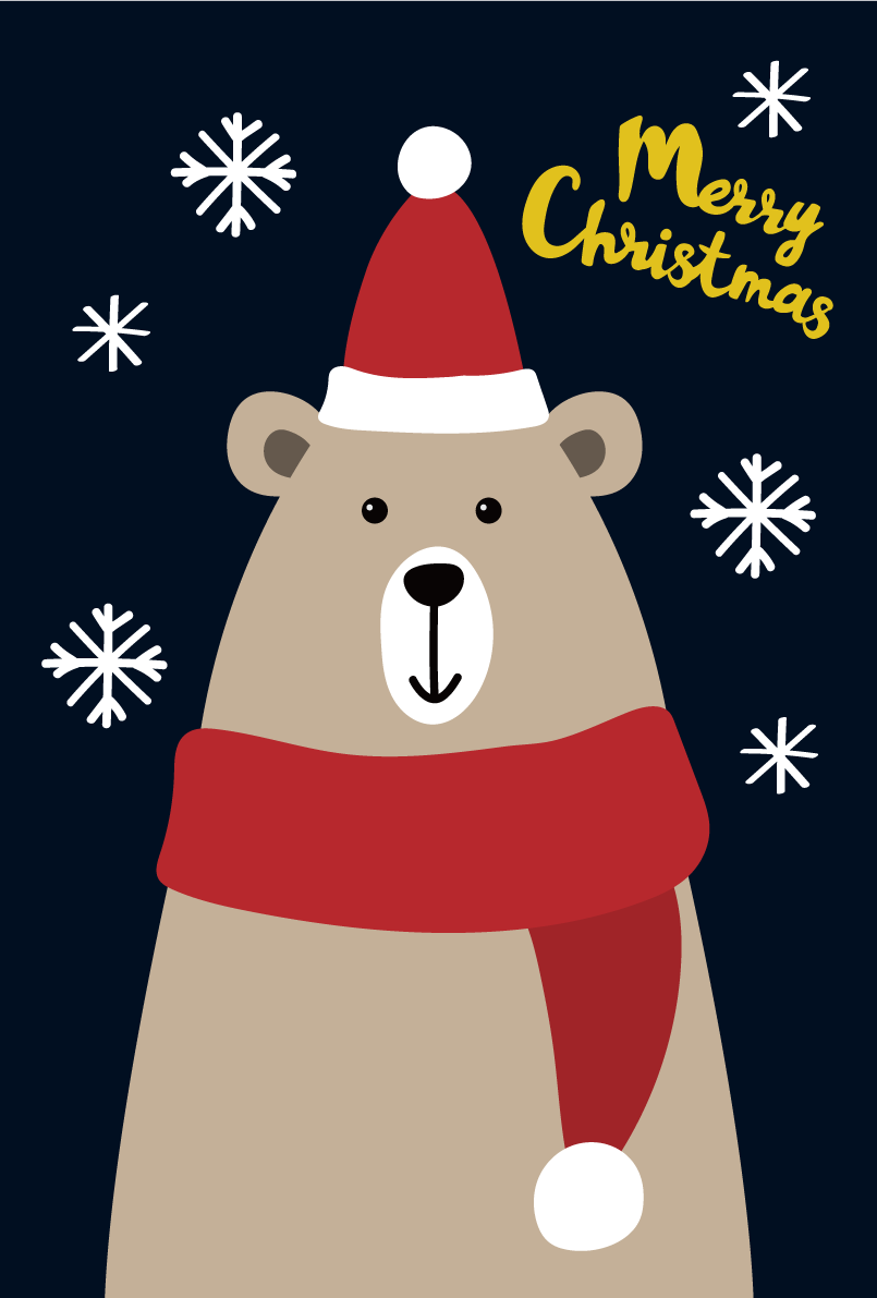 クマサンタクロース かわいいクリスマスイラスト無料 フリー86888に写真・文字を入れる