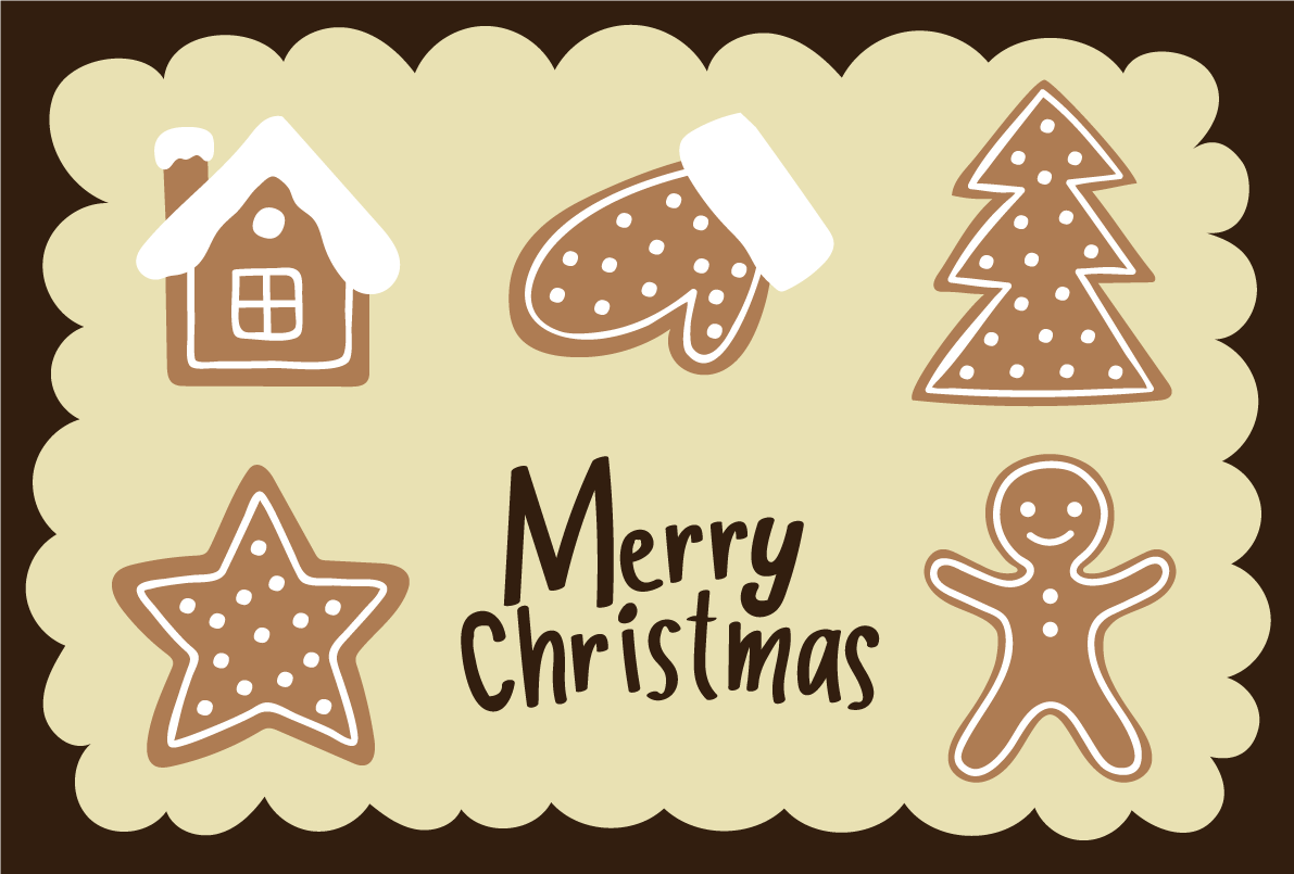 クリスマスジンジャークッキー おしゃれクリスマスイラスト無料 フリー86890に写真・文字を入れる