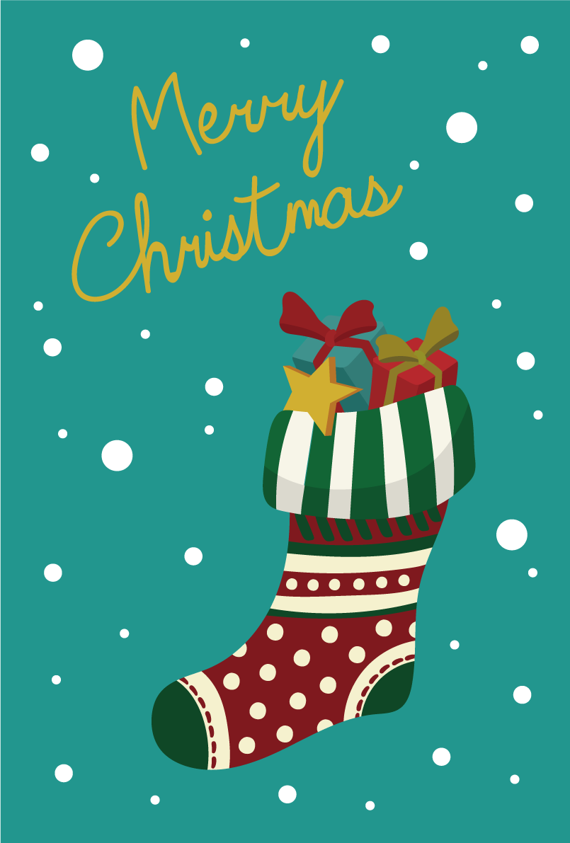 クリスマスソックス（靴下） おしゃれクリスマスイラスト無料 フリー86891に写真・文字を入れる