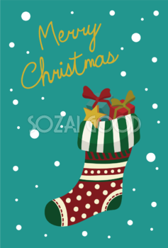 クリスマスソックス（靴下） おしゃれクリスマスイラスト無料 フリー86891