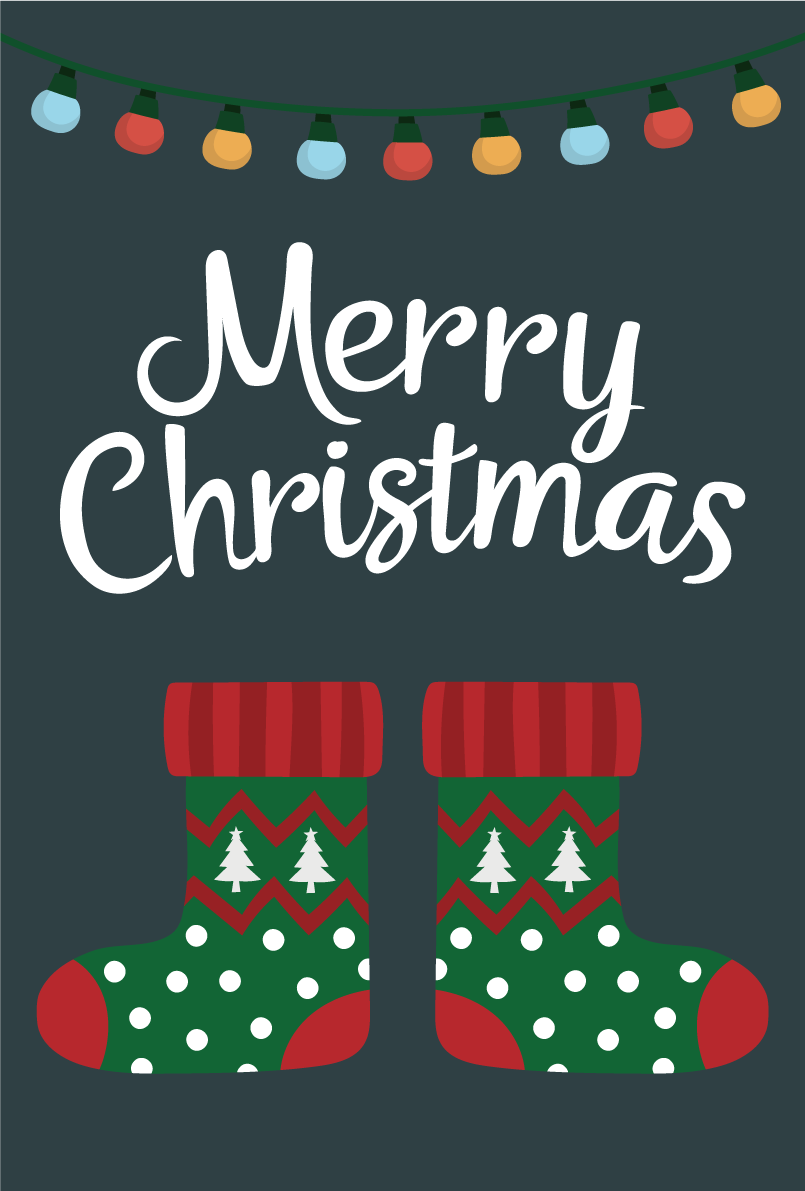 クリスマスのソックス（靴下） おしゃれクリスマスイラスト無料 フリー86893に写真・文字を入れる