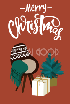 椅子とプレゼントとツリー かわいいクリスマスイラスト無料 フリー86920