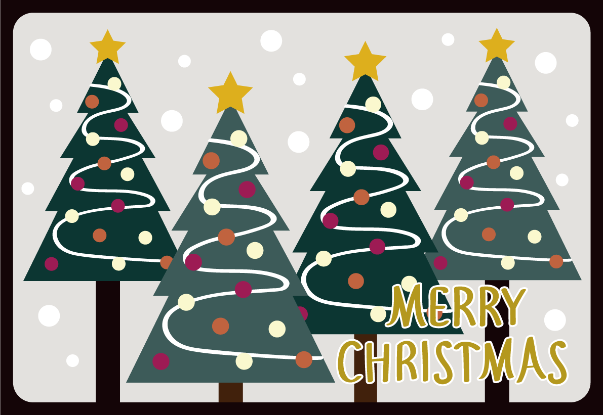 雪の中のツリーたち かわいいクリスマスイラスト無料 フリー86928に写真・文字を入れる
