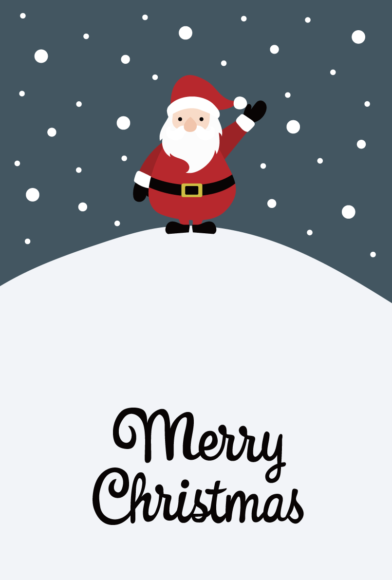 雪山にサンタクロース かわいいクリスマスイラスト無料 フリー86929に写真・文字を入れる