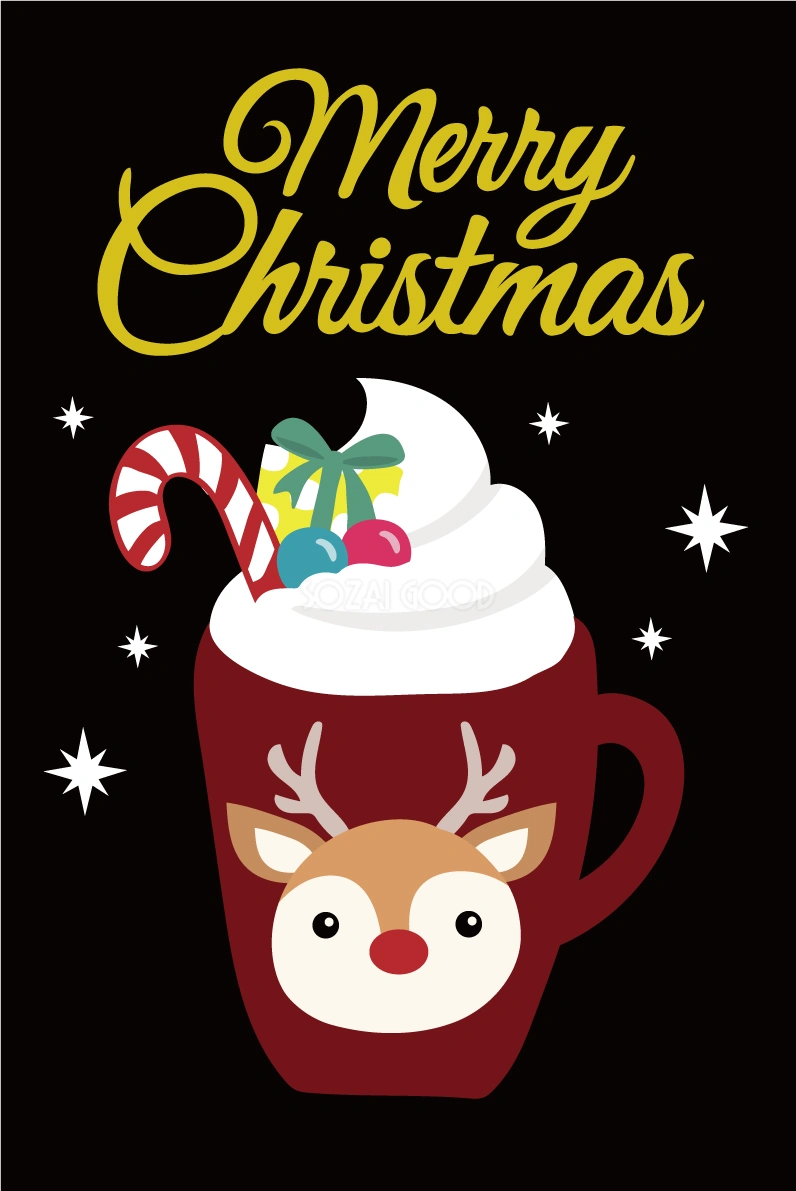 トナカイのマグカップ かわいいクリスマスイラスト無料 フリー86932