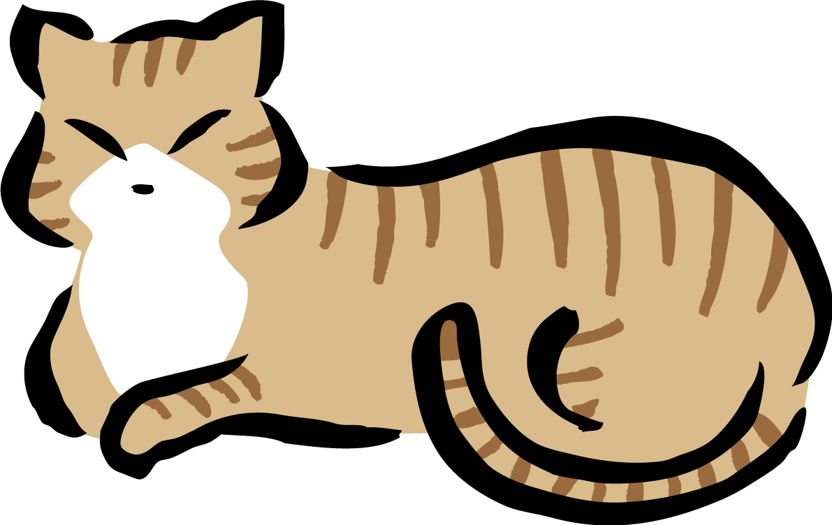 横になってこちらを見るポーズのトラ猫 かわいい猫(ネコ) イラスト無料 フリー86933に写真・文字を入れる