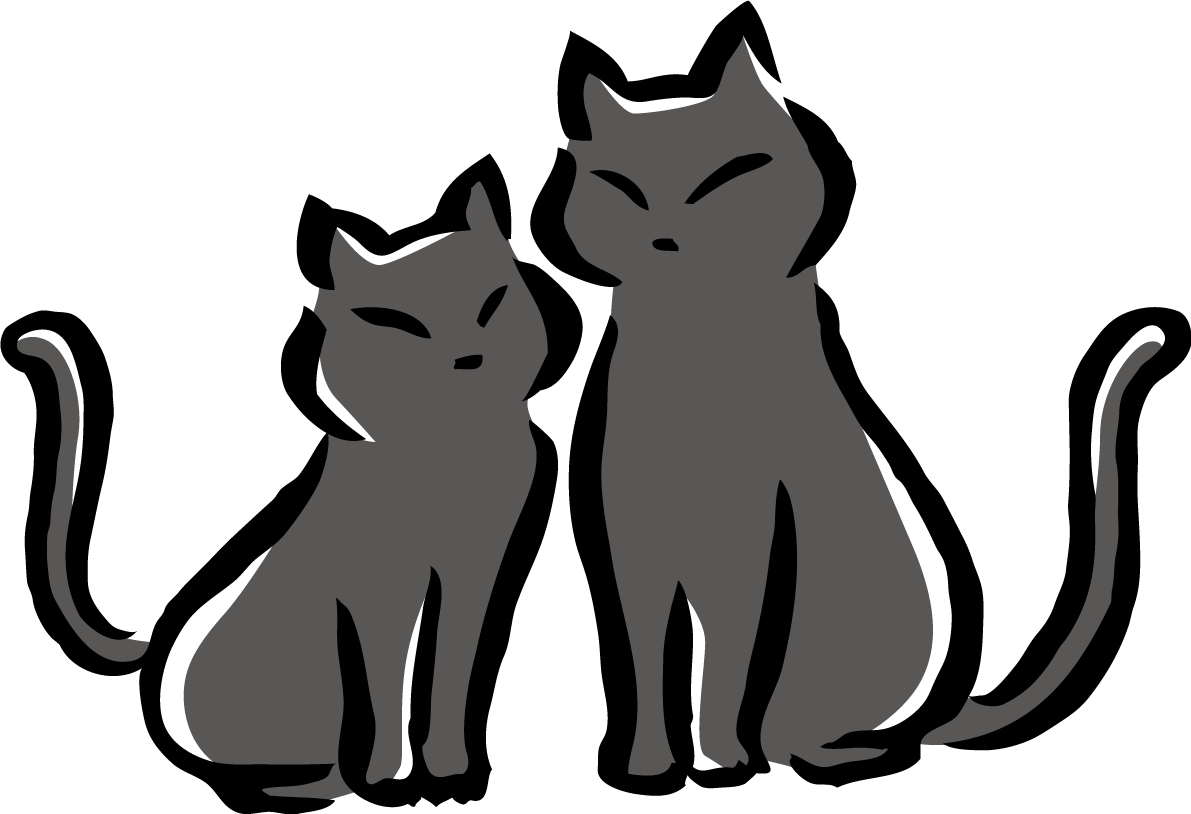 寄り添うポーズの２匹の黒猫 かわいい猫(ネコ) イラスト無料 フリー86935に写真・文字を入れる