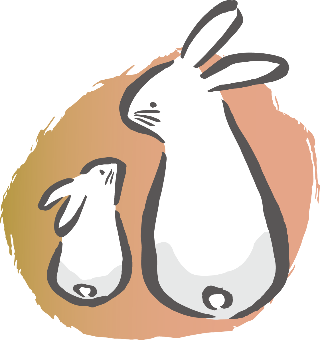 見つめ合う親子の和風かわいい うさぎ 筆描き風ビジネス2023 卯年イラスト無料 フリー86973に写真・文字を入れる