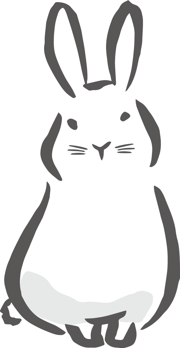前を向いて座るかわいい うさぎ 筆描き風ビジネス2023 卯年イラスト無料 フリー86979に写真・文字を入れる