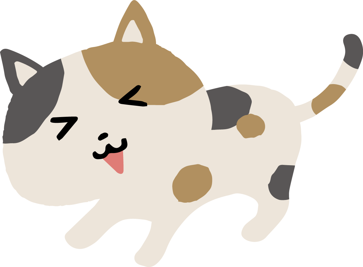 喜ぶ三毛猫 かわいいネコのイラスト無料 フリー86991に写真・文字を入れる
