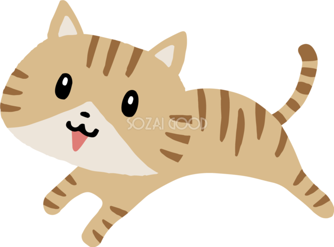 走るトラ猫 かわいいネコのイラスト無料 フリー 素材good