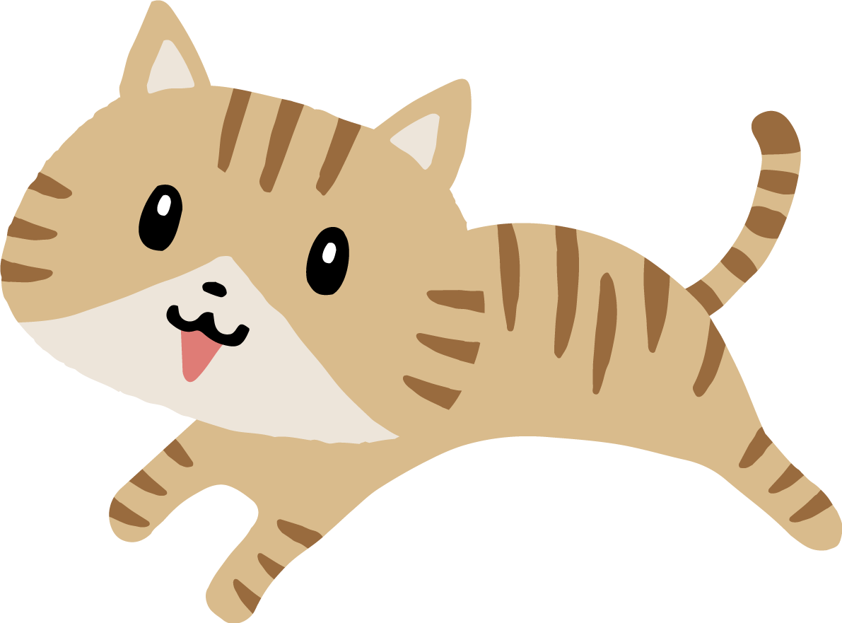 走るトラ猫 かわいいネコのイラスト無料 フリー86997に写真・文字を入れる