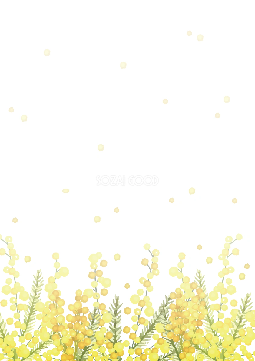 縦の舞い上がるミモザ 背景イラスト無料 フリー87048
