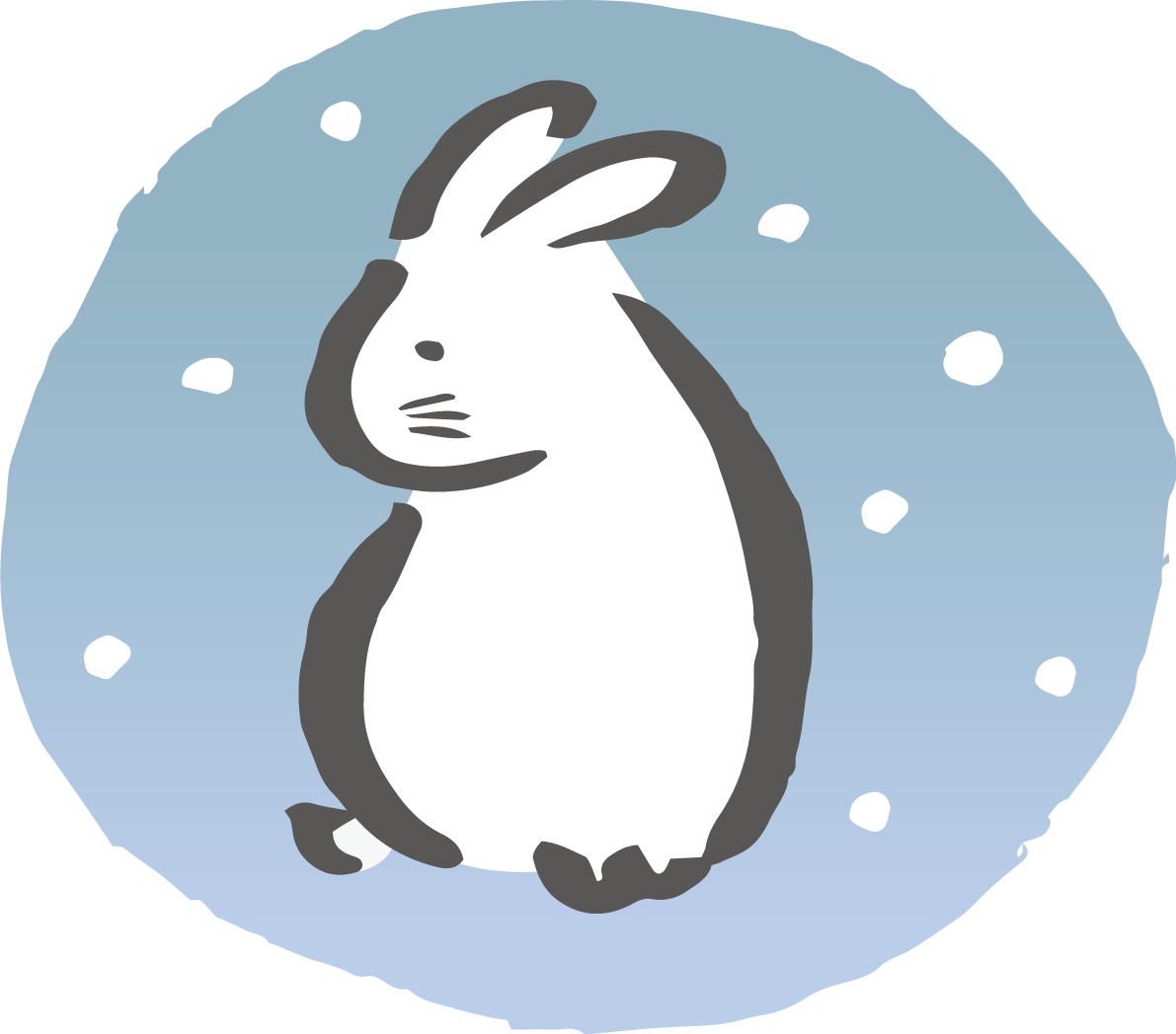 円の中に雪とかわいい うさぎ 筆描き風ビジネス2023 卯年イラスト無料 フリー87059に写真・文字を入れる