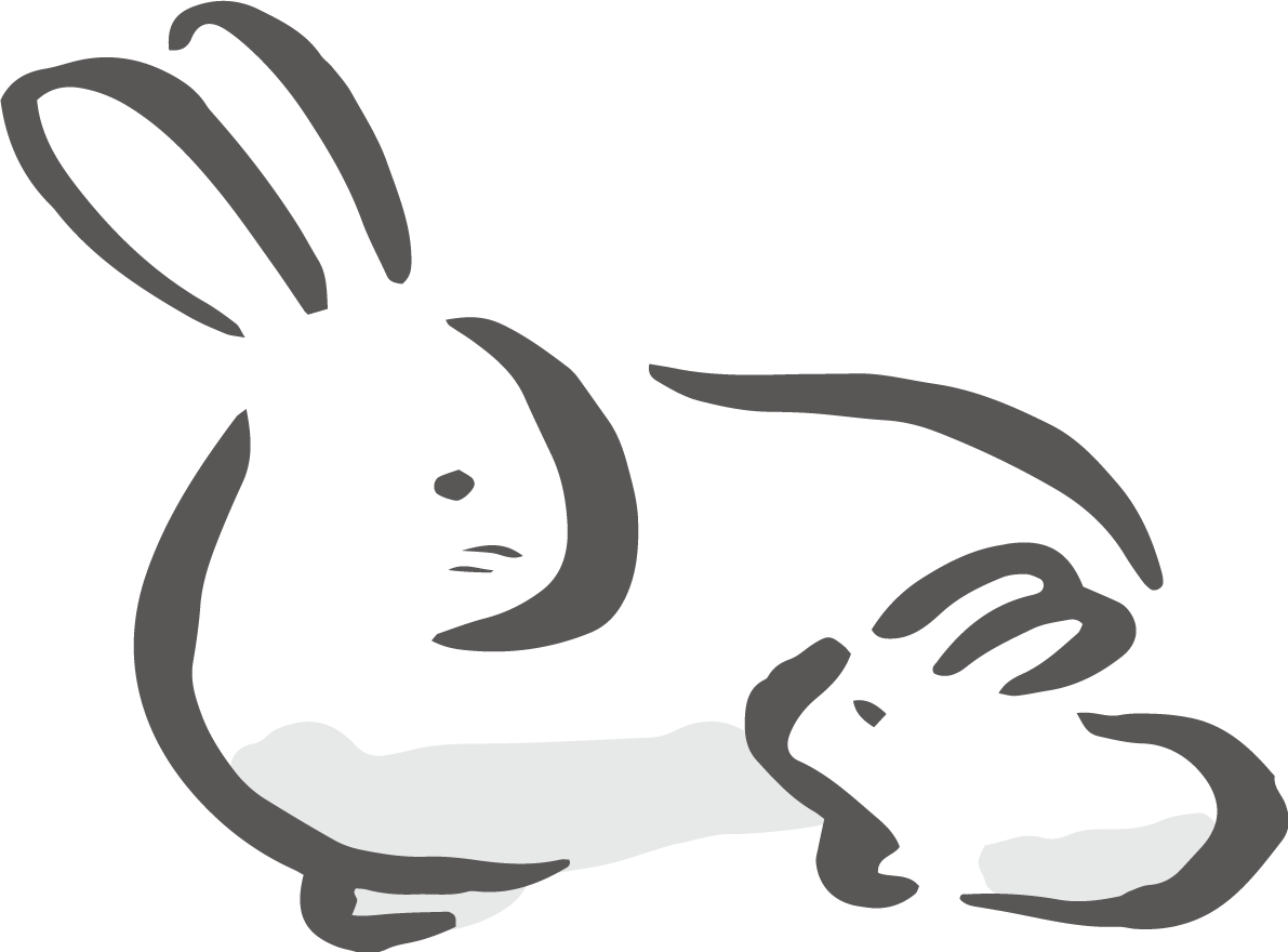 見つめ合いながら眠る親子のかわいい うさぎ 筆描き風ビジネス2023 卯年イラスト無料 フリー87062に写真・文字を入れる
