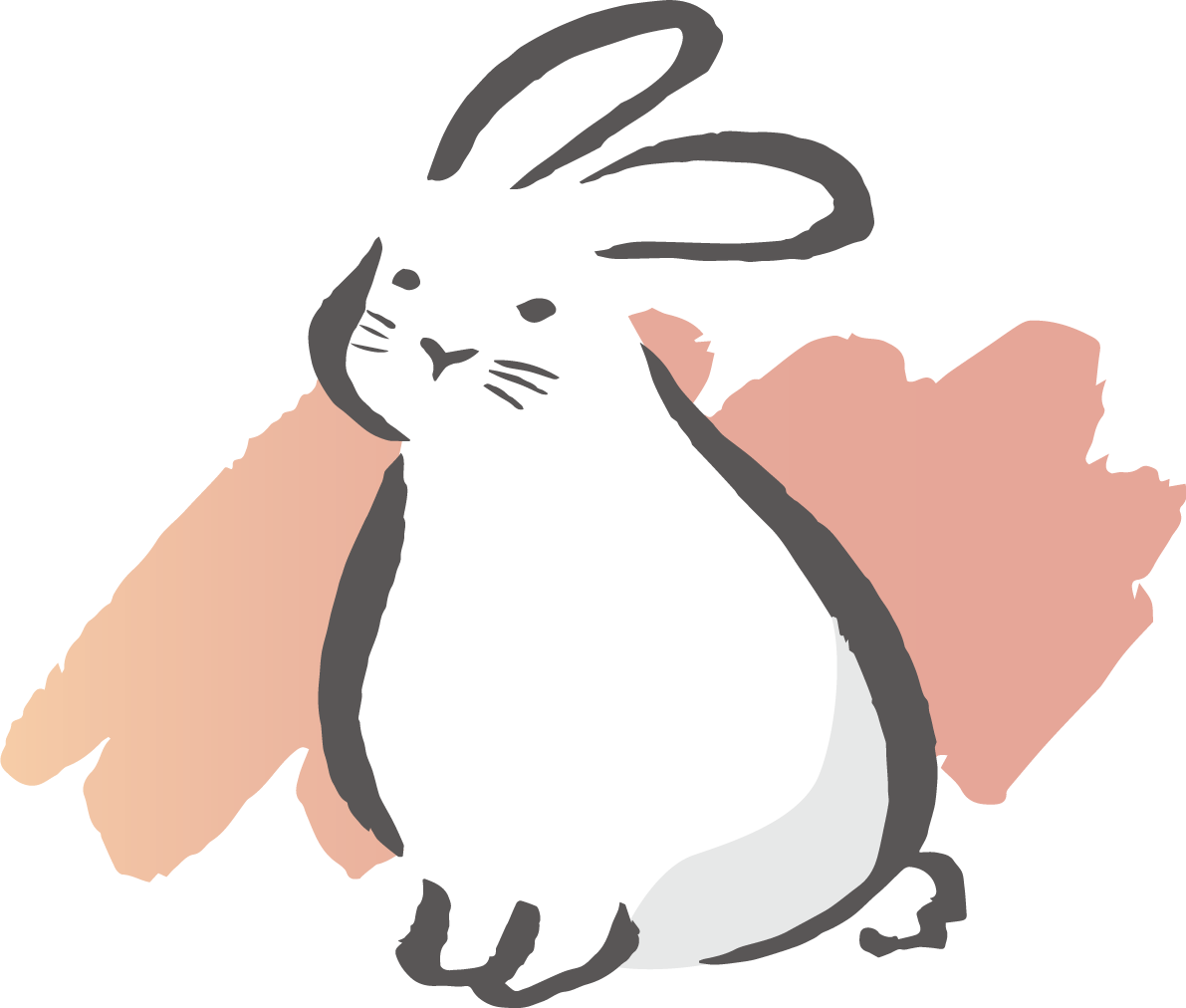 斜め向きの和風かわいい うさぎと筆でラフに塗った模様 筆描き風ビジネス2023 卯年イラスト無料 フリー87066に写真・文字を入れる