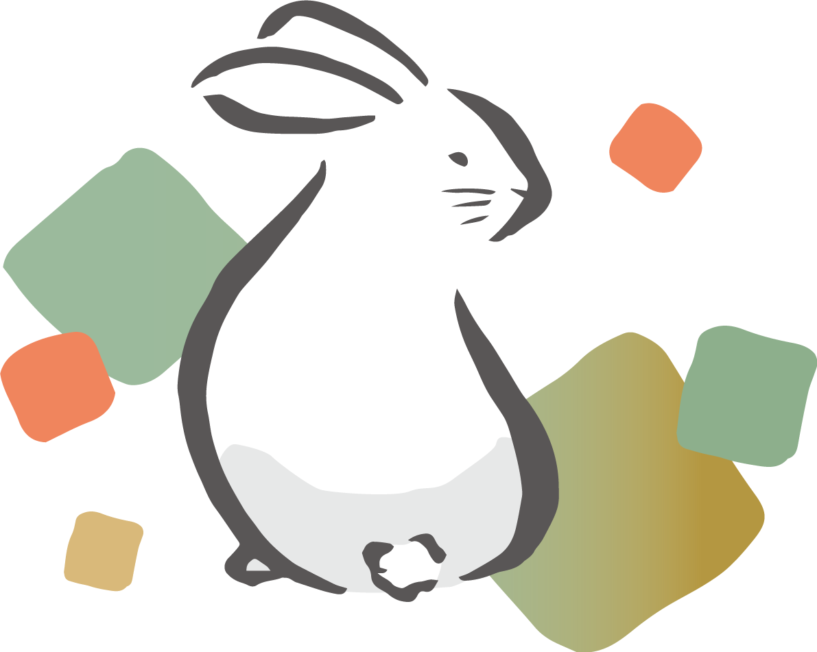 振り返る和風かわいい うさぎと四角形の模様 筆描き風ビジネス2023 卯年イラスト無料 フリー87068に写真・文字を入れる