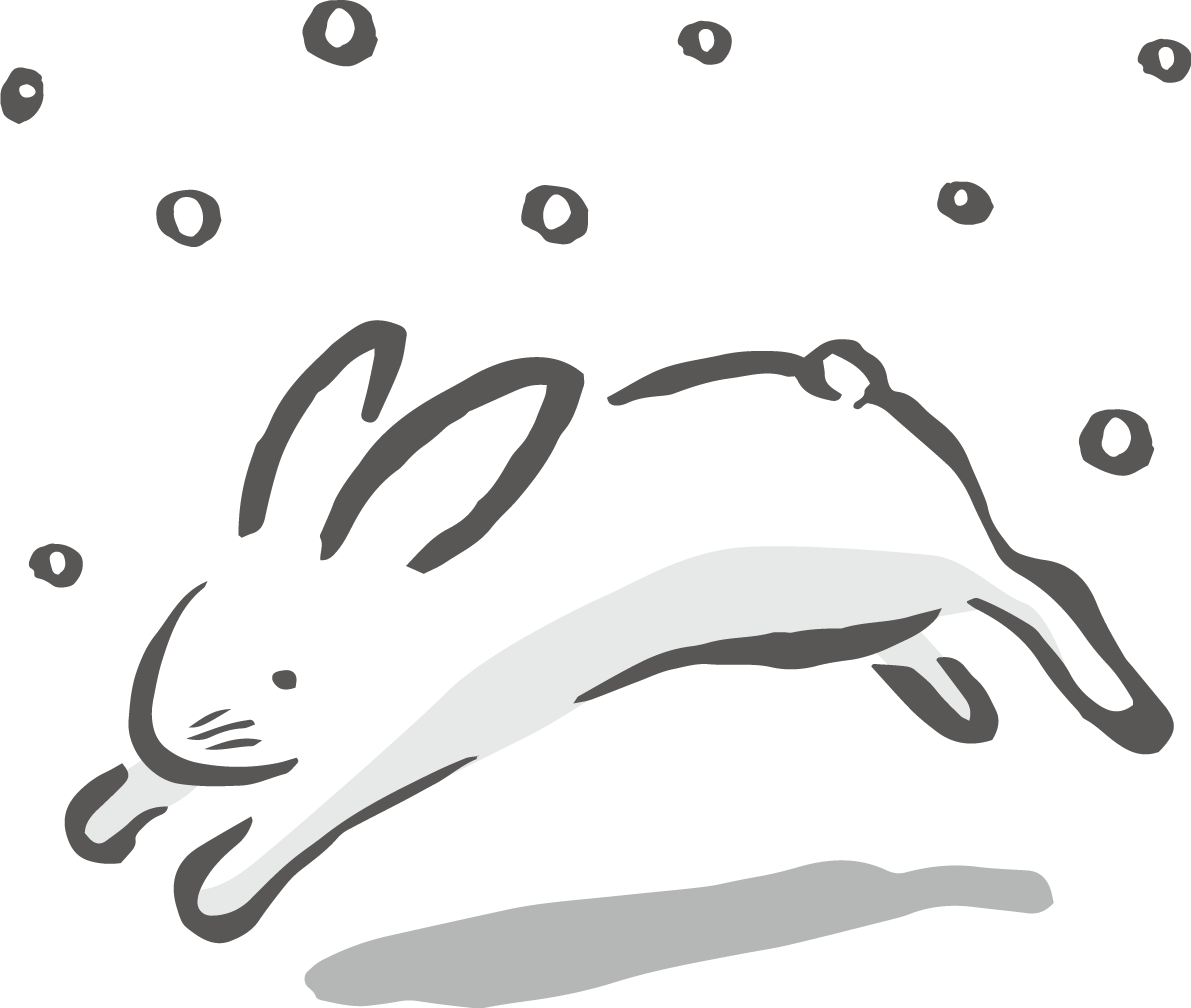 雪が降る中で走るかわいい うさぎ 筆描き風ビジネス2023 卯年イラスト無料 フリー87071に写真・文字を入れる