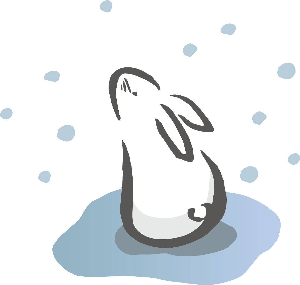 雪を見上げるかわいい うさぎ 筆描き風ビジネス2023 卯年イラスト無料 フリー87072に写真・文字を入れる