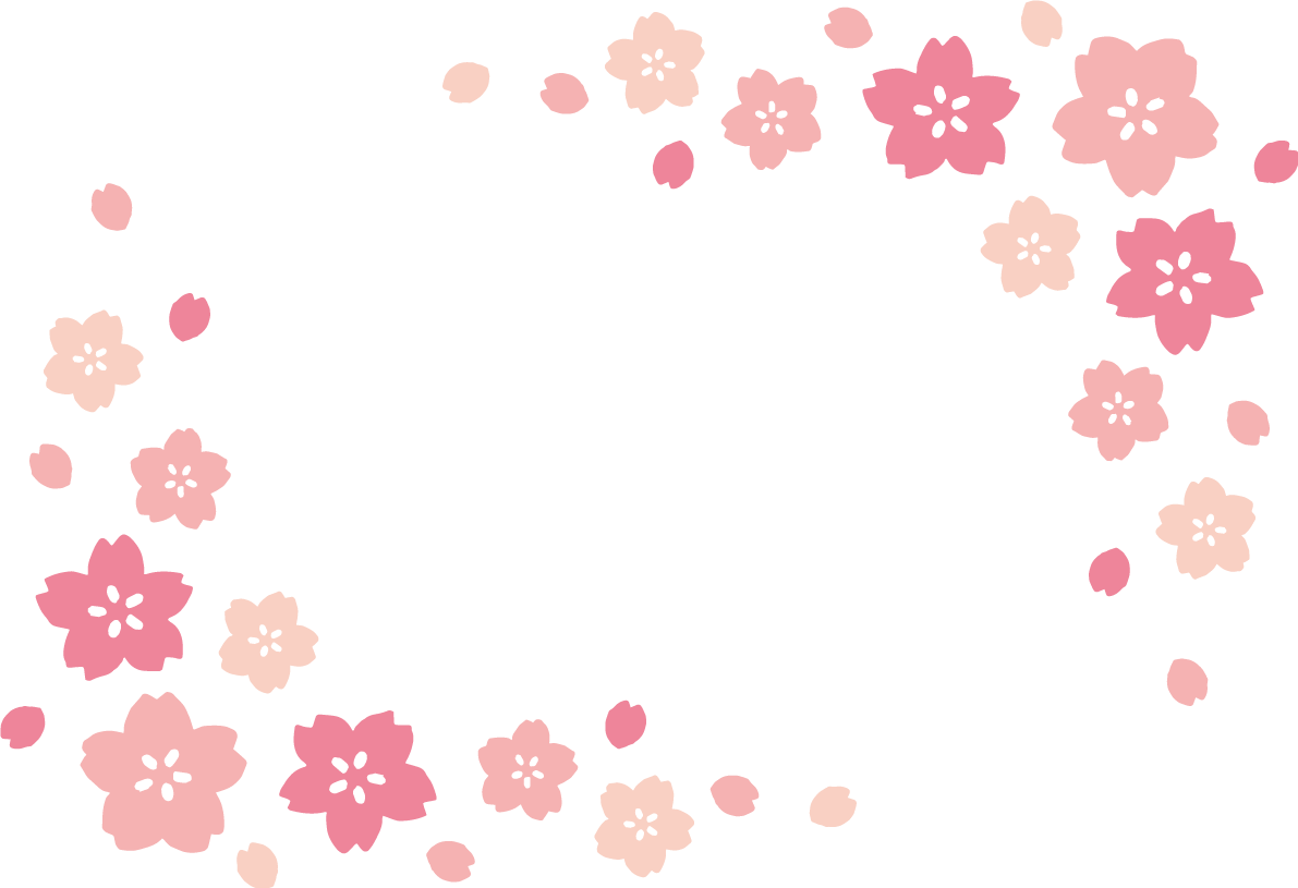 かわいい桜の花と花びらの角フレーム枠イラスト無料 フリー87085に写真・文字を入れる