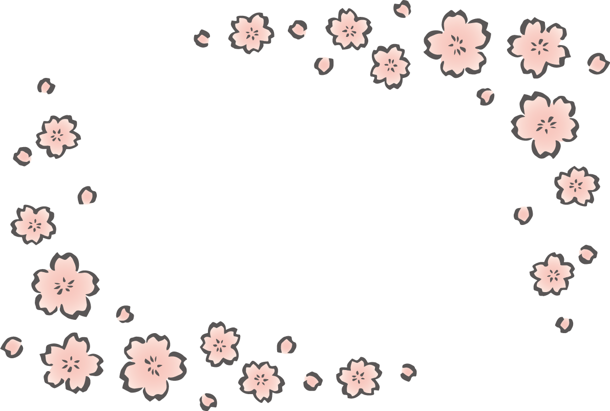 かわいい筆描き風の桜の花と花びらの角フレーム枠イラスト無料 フリー87086に写真・文字を入れる