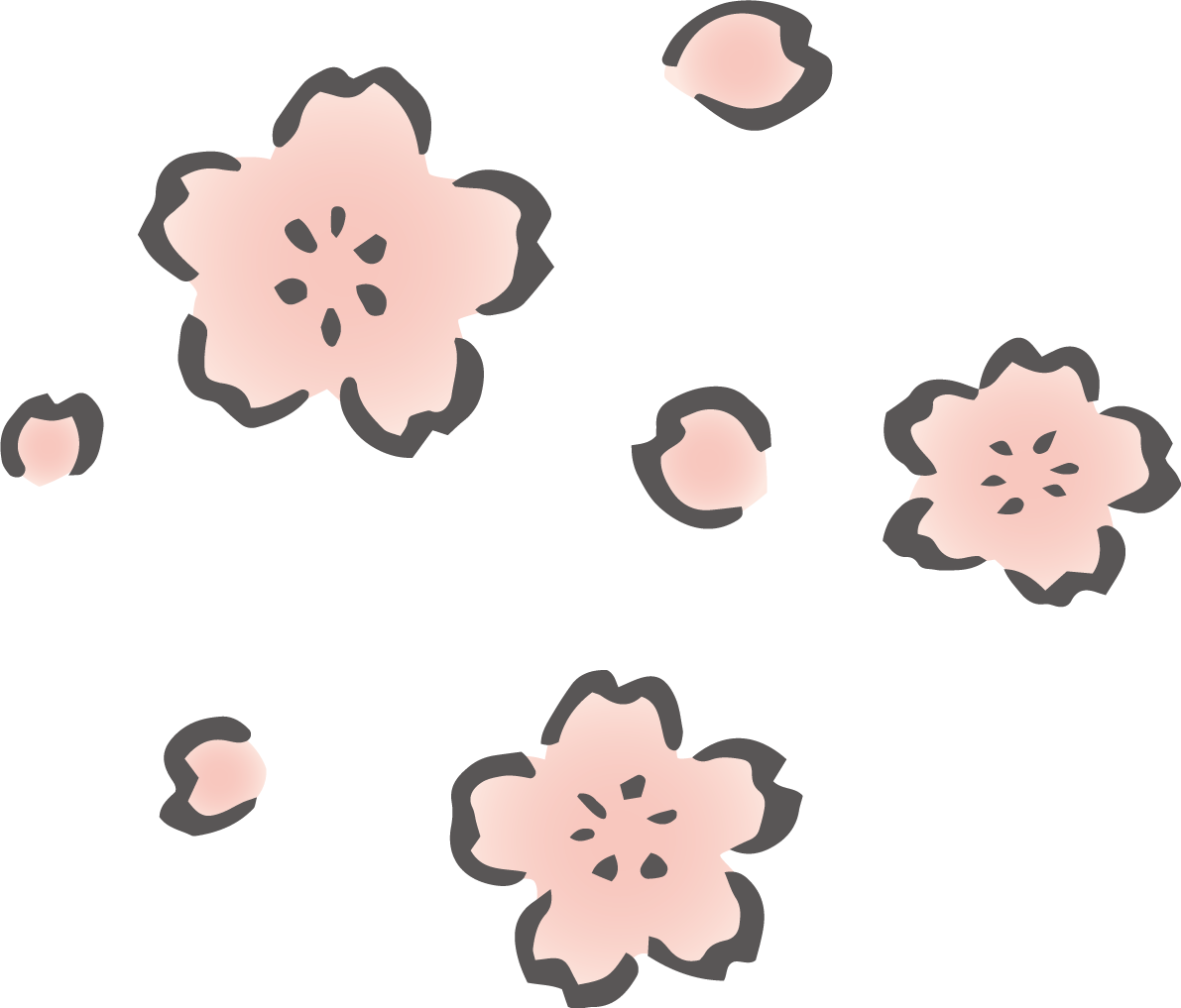 かわいい筆描き風の桜の花と花びらイラスト無料 フリー87100に写真・文字を入れる