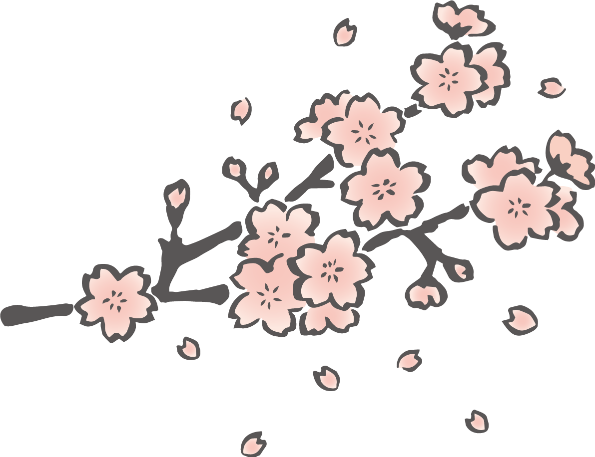 かわいい筆描き風の桜の枝から散る花びらイラスト無料 フリー87101に写真・文字を入れる