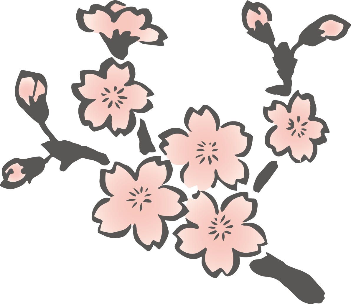 かわいい筆描き風の桜の枝の先端部分イラスト無料 フリー87102に写真・文字を入れる