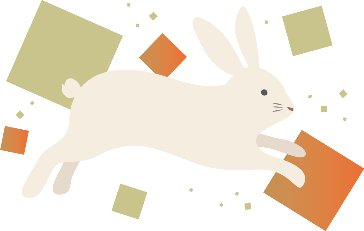 たくさんの四角形の模様と走るかわいい うさぎ 和風ビジネス2023 卯年イラスト無料 フリー87107に写真・文字を入れる