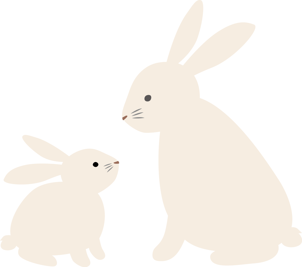 見つめ合う親子のかわいい うさぎ ビジネス2023 卯年イラスト無料 フリー87108に写真・文字を入れる