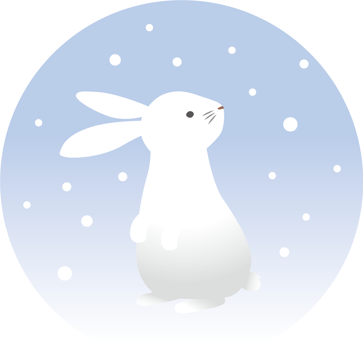 雪の中で上を見上げるかわいい うさぎ ビジネス2023 卯年イラスト無料 フリー87111に写真・文字を入れる