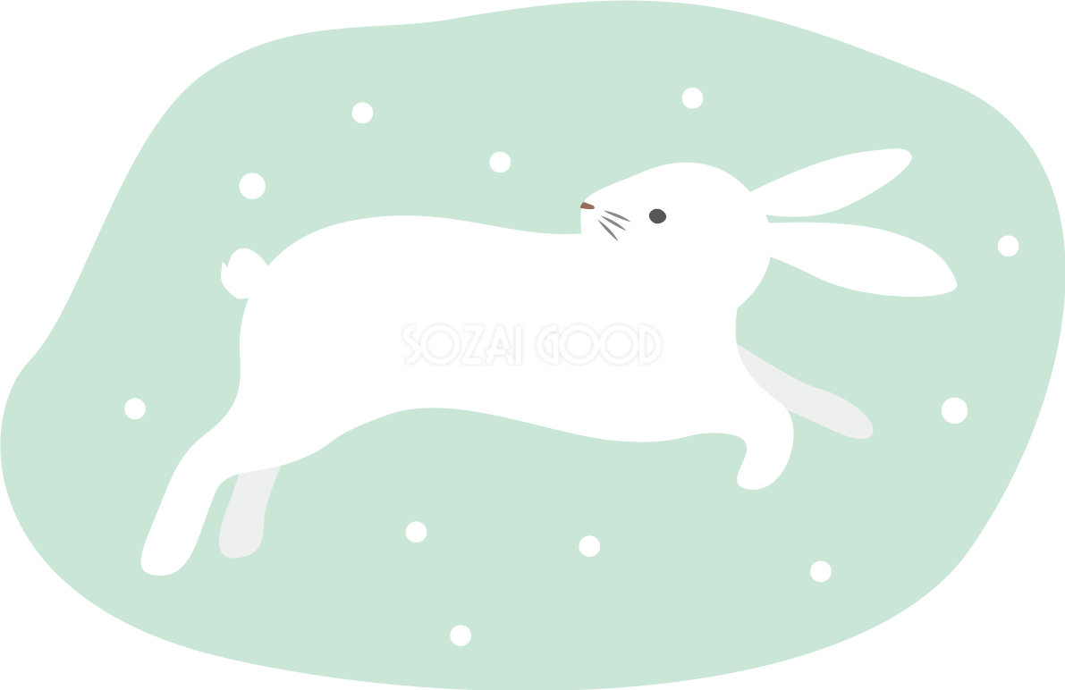 雪の中で走るかわいい うさぎ ビジネス2023 卯年イラスト無料 フリー87112