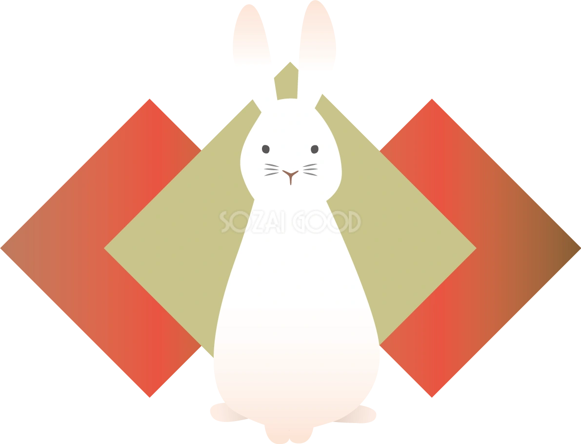 重なる菱形の上にかわいい うさぎ 和風ビジネス2023 卯年イラスト無料 フリー87122