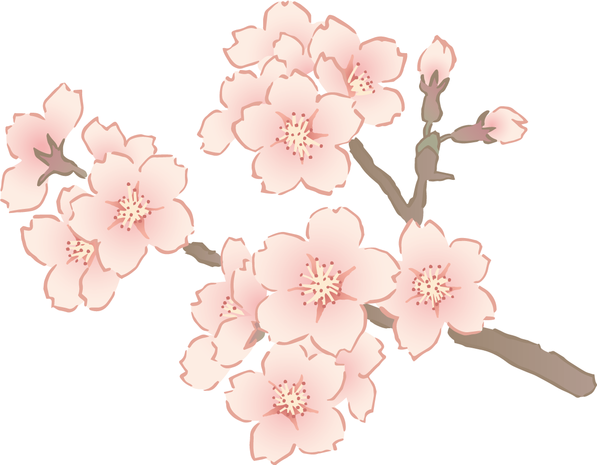おしゃれなペン画タッチの桜の枝の先端部分イラスト無料 フリー87130に写真・文字を入れる