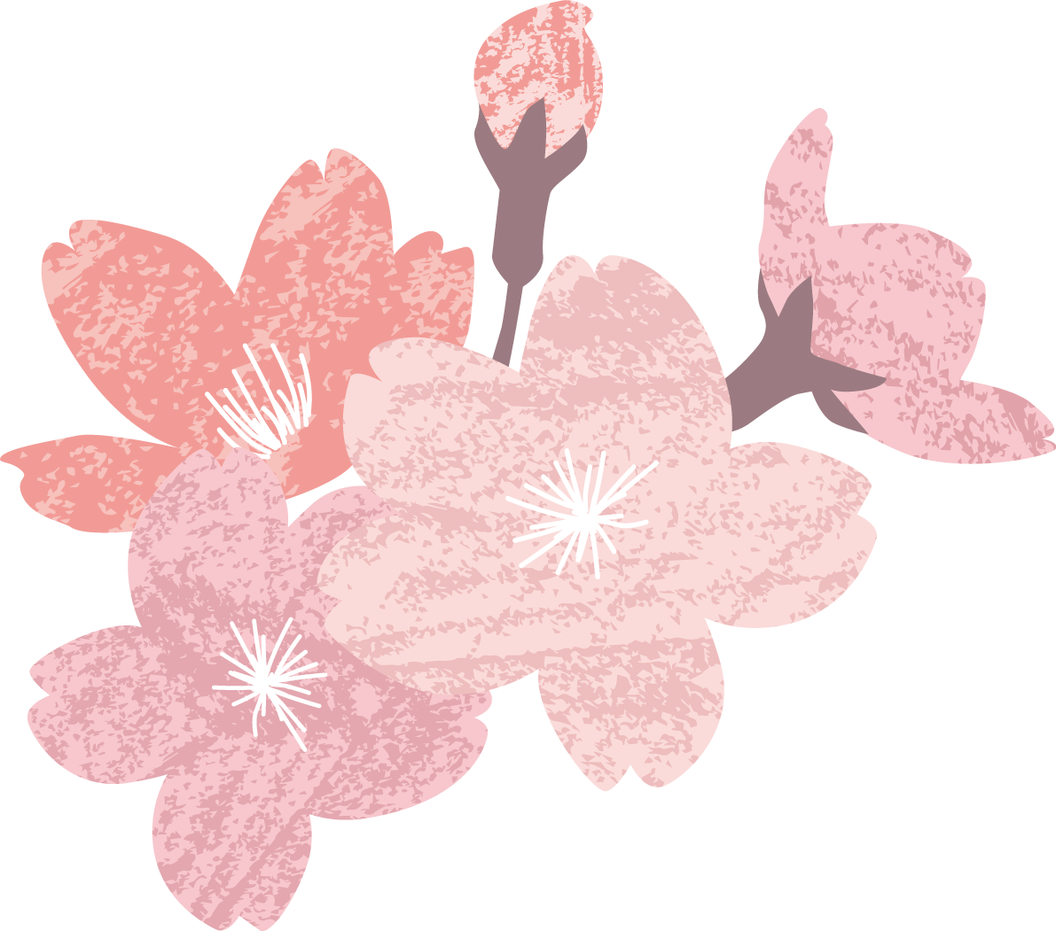 ザラッとしたテクスチャーのかわいい桜の花イラスト無料 フリー87131に写真・文字を入れる