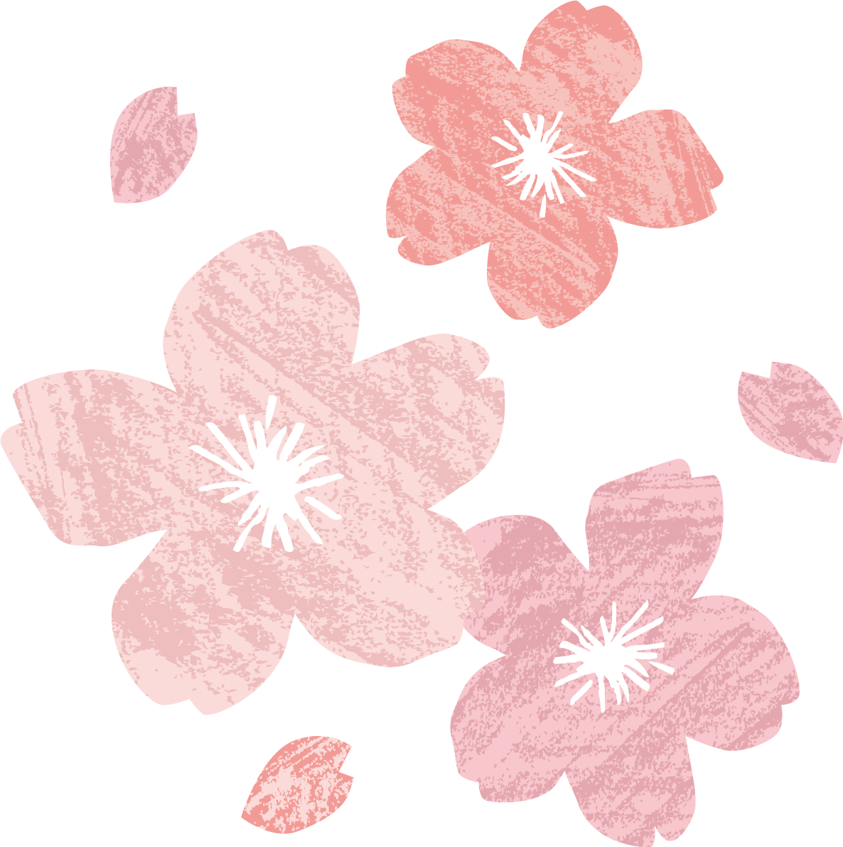 ザラッとしたテクスチャーのかわいい桜の花と花びらイラスト無料 フリー87132に写真・文字を入れる