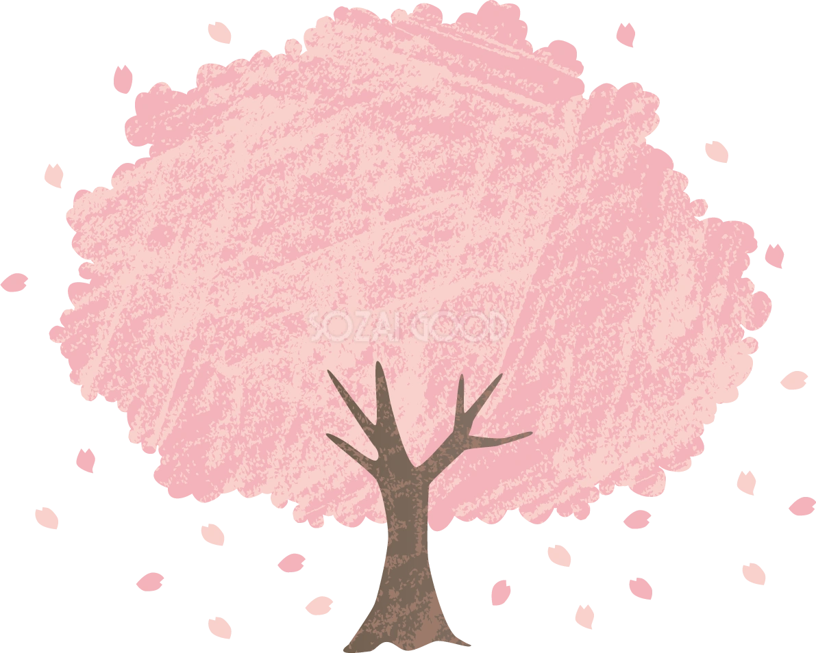 ザラッとしたテクスチャーのかわいい桜の木イラスト無料 フリー87134