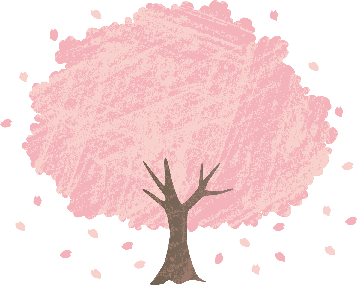 ザラッとしたテクスチャーのかわいい桜の木イラスト無料 フリー87134に写真・文字を入れる