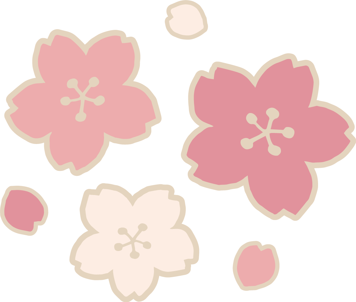 かわいい桜の花と花びらイラスト無料 フリー87136に写真・文字を入れる