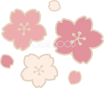 かわいい桜の花と花びらイラスト無料 フリー87136