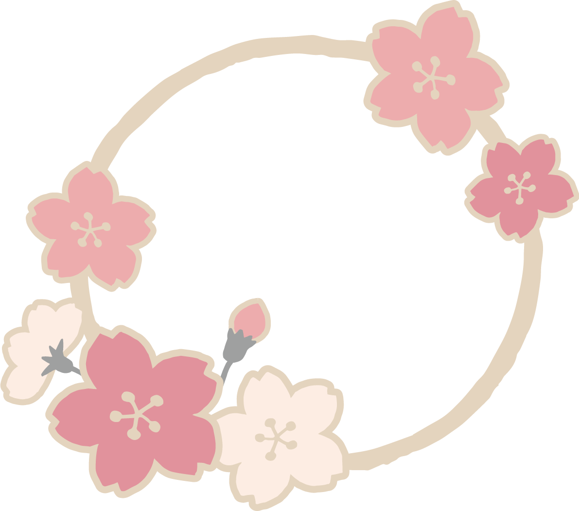 円とかわいい桜の花イラスト無料 フリー87138に写真・文字を入れる