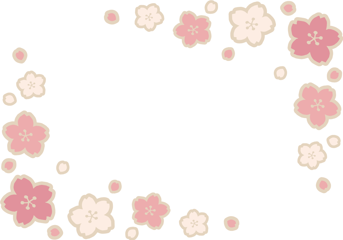 かわいい桜の花と花びらの角フレーム枠イラスト無料 フリー87139に写真・文字を入れる