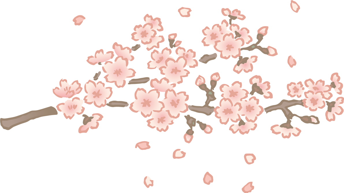 ペン画タッチのかわいい桜の枝と散る花びらイラスト無料 フリー87140に写真・文字を入れる