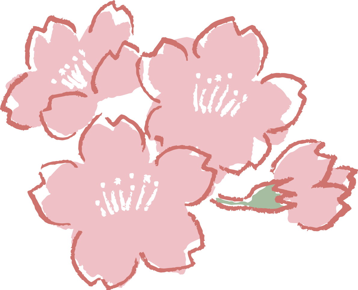 ラフなタッチのかわいい桜の花イラスト無料 フリー87141に写真・文字を入れる