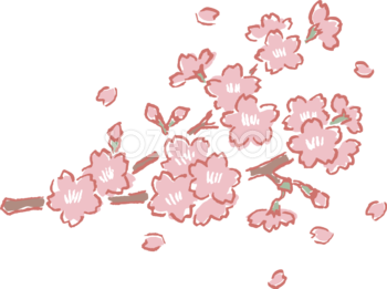 ラフなタッチのかわいい桜の枝と散る花びらイラスト無料 フリー 素材good