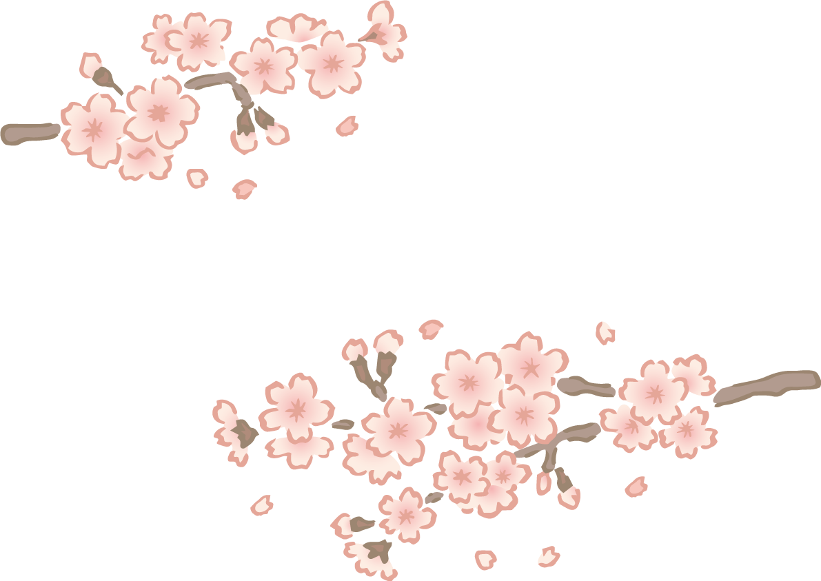 左右から伸びるペン画タッチのかわいい桜の枝イラスト無料 フリー87145に写真・文字を入れる