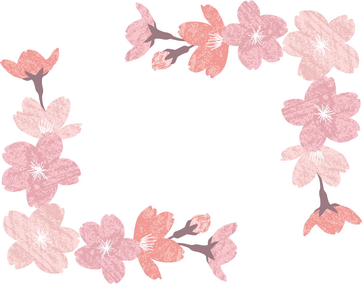 ザラッとしたテクスチャーのかわいい桜の花の角フレーム枠イラスト無料 フリー87147に写真・文字を入れる