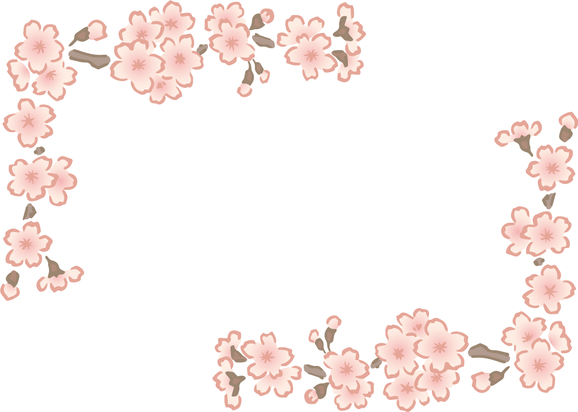 ペン画タッチのかわいい桜の枝の角フレーム枠イラスト無料 フリー87148に写真・文字を入れる